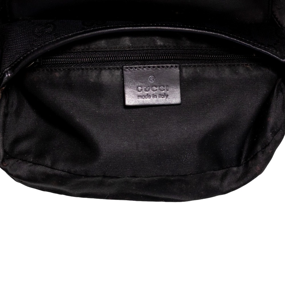 Vntg GUCCI Black GG Canvas/Leather Small Flap Jackie O Hobo Bag Canvas & Leather - Picture 10 of 16
